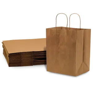 10x6.75x12 Brown Paper Takeout Bags with Handles