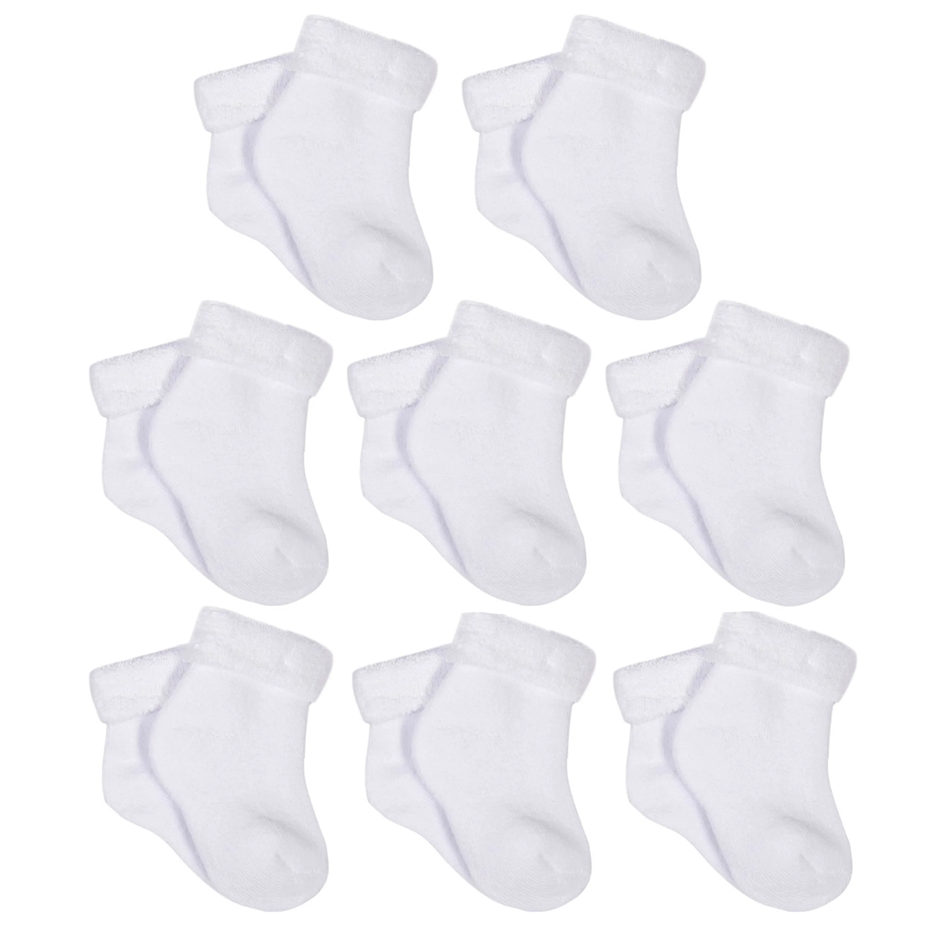 8-Pack White Organic Wiggle Proof® Bootie Socks