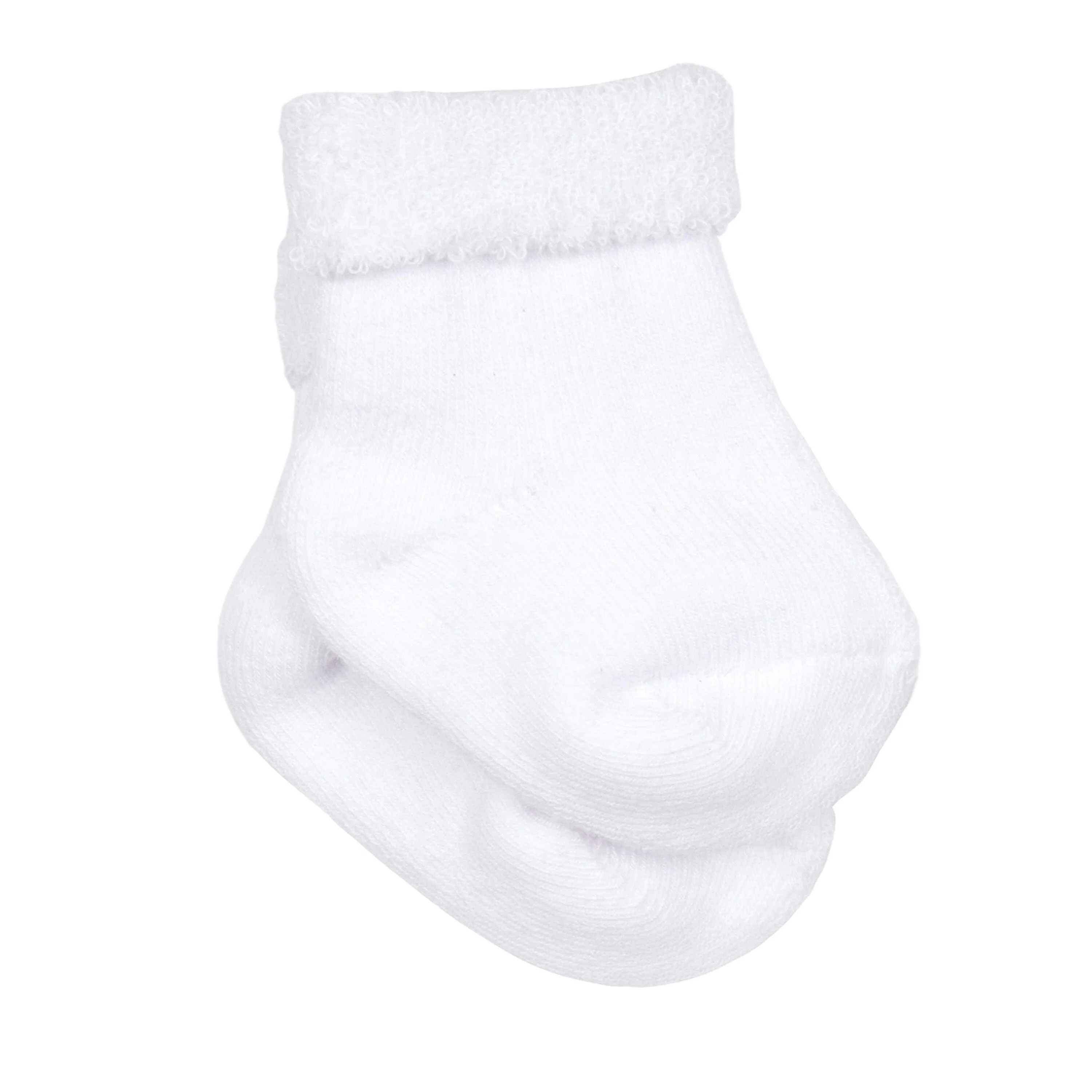 8-Pack White Organic Wiggle Proof® Bootie Socks