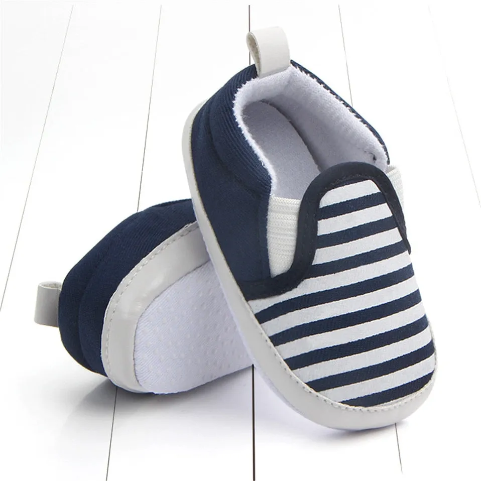 Baby blue striped baby shoes Lovely soft good infant shoes