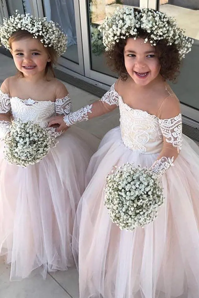 Ball Gown Long Sleeves Long Flower Girl Dress