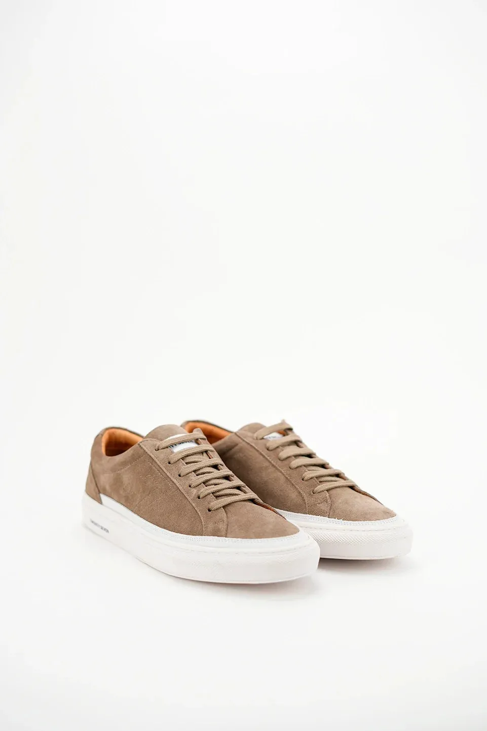 Beige Velvet Casual Shoes With Side Logo