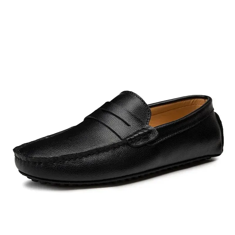 Big Size 38~49 Men Loafers Real Leather Shoes Fashion Men Boat Shoes Brand Men Casual Leather Shoes Male Flat Shoes v2