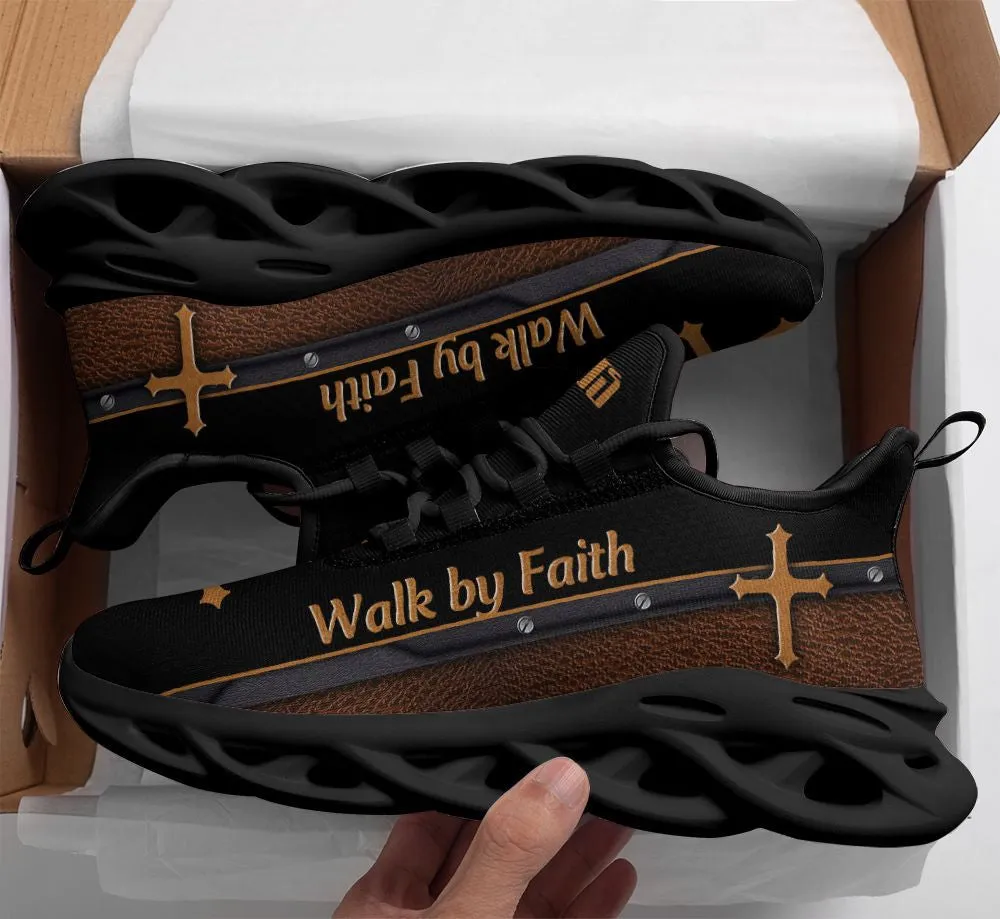 Black Jesus Walk By Faith Running Sneakers 1 Max Soul Shoes - Christian Shoes For Men And Women