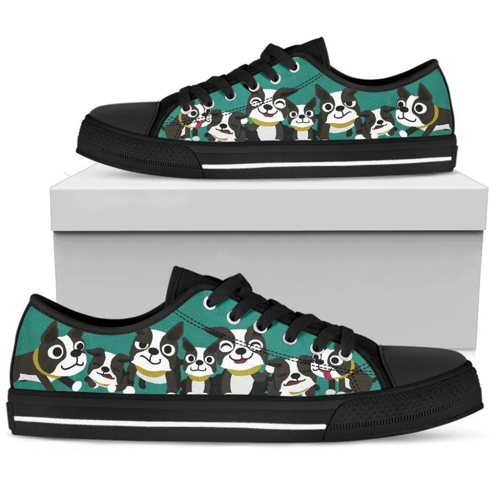 Boston Women S Low Top Shoe Comfortable And Stylish Footwear, Dog Printed Shoes, Canvas Shoes For Men, Women