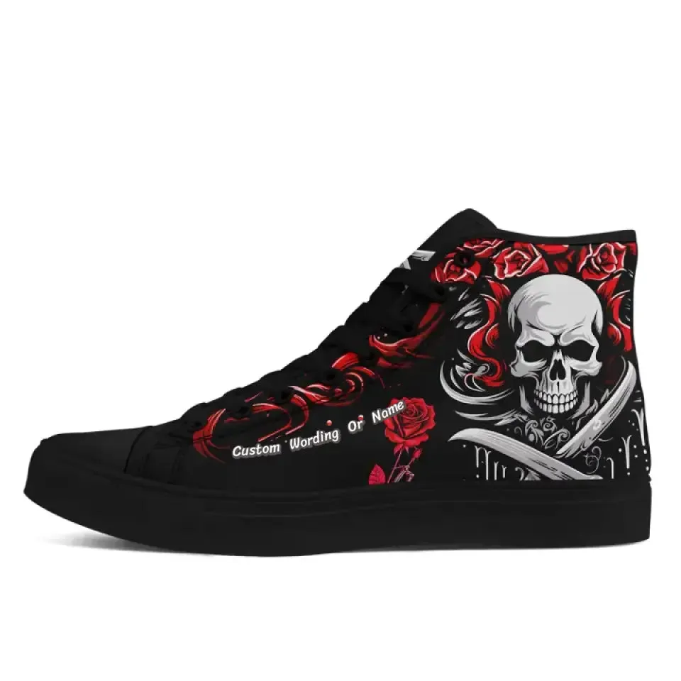 Branded client gifts, Personalized High Top Sneaker, Custom Skull Shoes, Fashion Lace up Shoes,FN-024-24023001