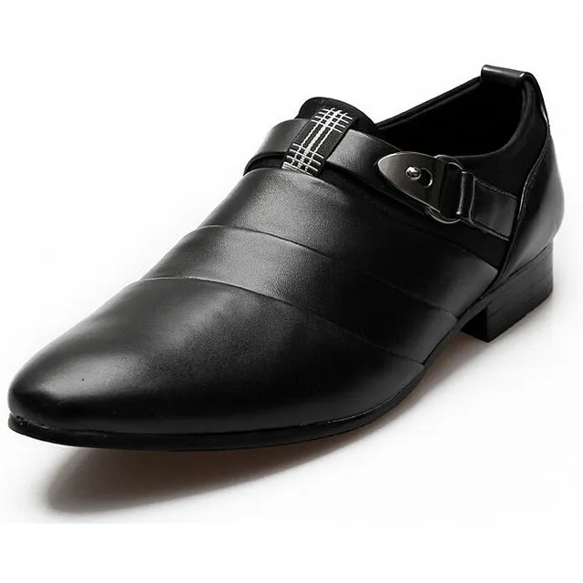 British Style Pointed Toe Oxfords Leather Slip On Shoe