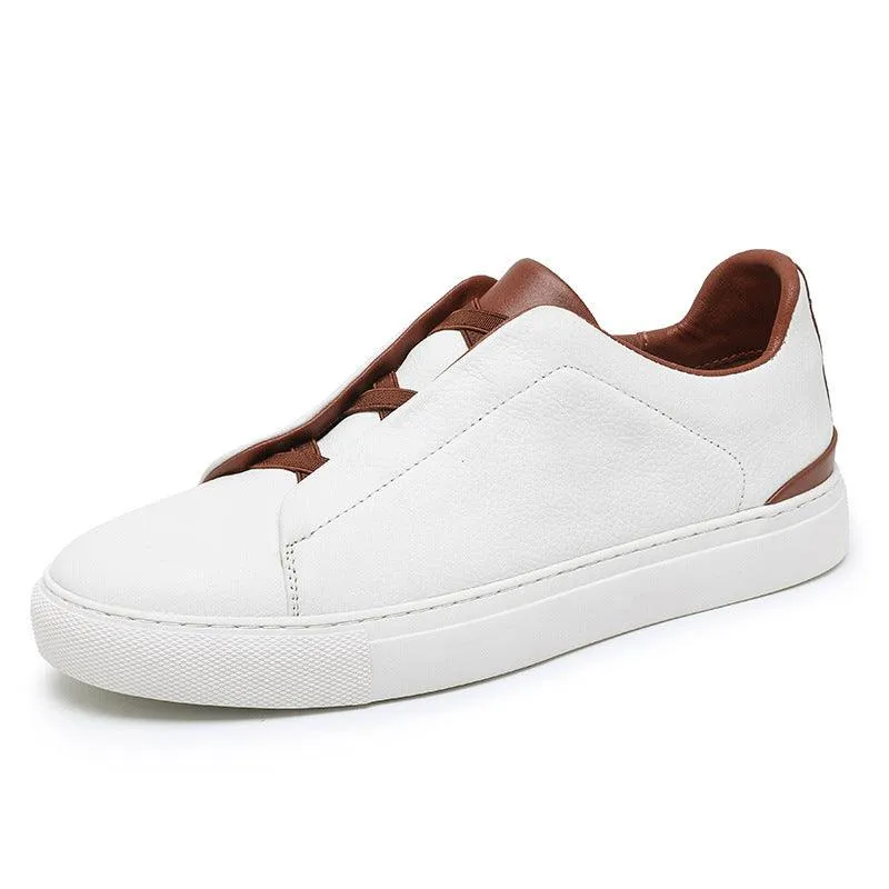 Four Seasons Korean Style Cowhide Leather Leisure Shoes