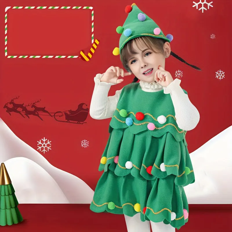 Girls/boys Christmas Tree Cosplay Dress Comfy Party Dresses Kids Clothes For Christmas Gift Performance