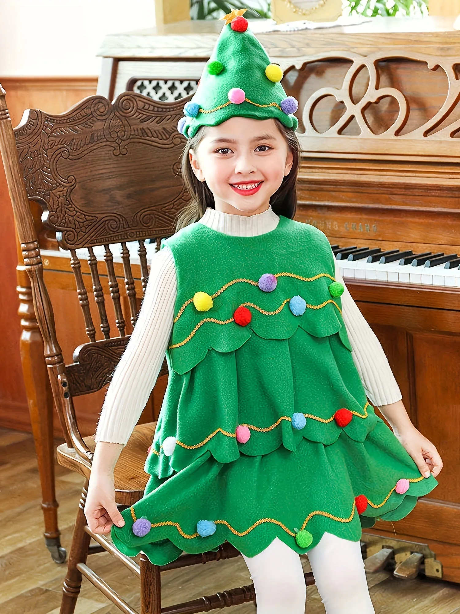 Girls/boys Christmas Tree Cosplay Dress Comfy Party Dresses Kids Clothes For Christmas Gift Performance