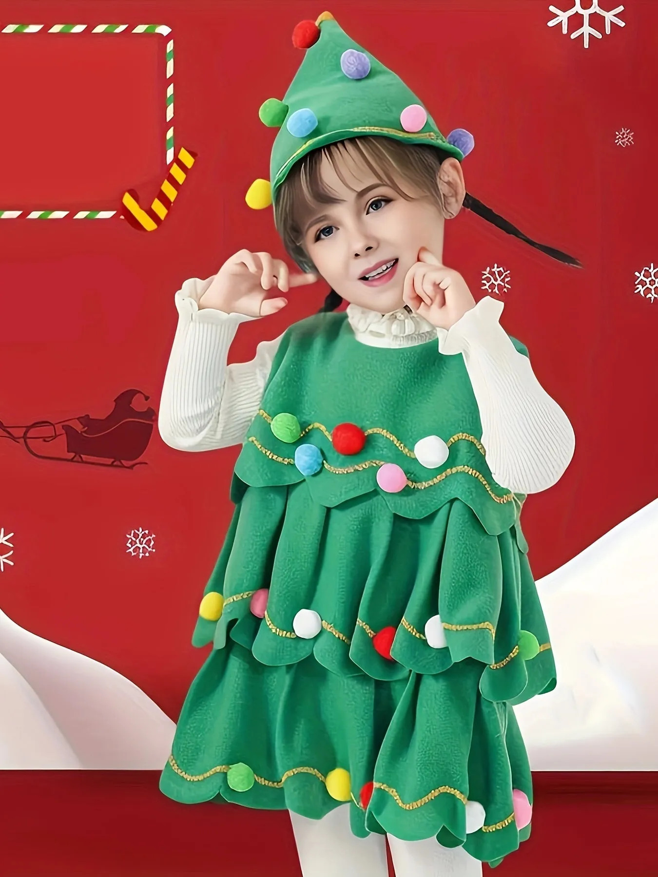 Girls/boys Christmas Tree Cosplay Dress Comfy Party Dresses Kids Clothes For Christmas Gift Performance