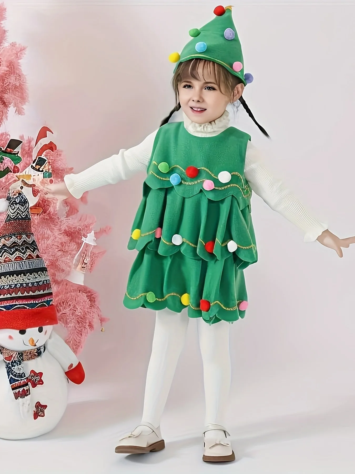 Girls/boys Christmas Tree Cosplay Dress Comfy Party Dresses Kids Clothes For Christmas Gift Performance