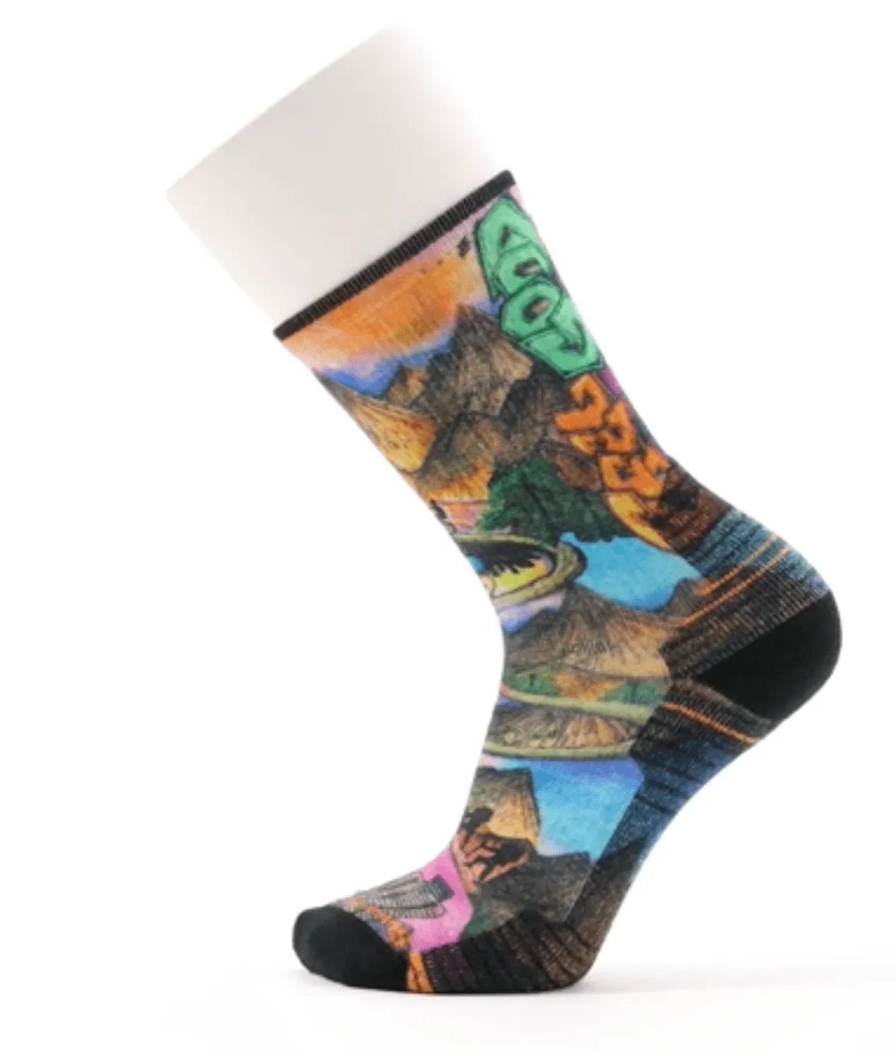 Hike Light Cushion Mountain Maze Print Crew Socks