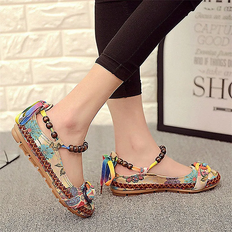 Hot Sale Retro Ethnic Style Women'S Shoes Cloth Shoes Lace Linen Hand-Woven