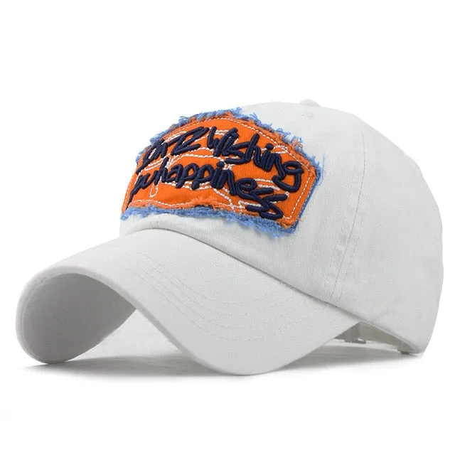 Im Wishing You Happiness Embroidered Letter Baseball Cap