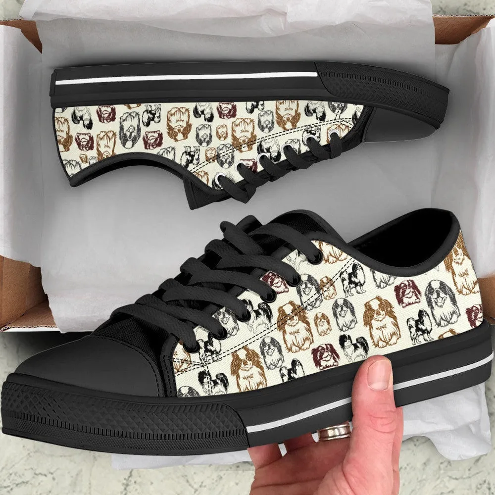 Japanese Chin Low Top Shoes - Low Top Sneaker, Dog Printed Shoes, Canvas Shoes For Men, Women