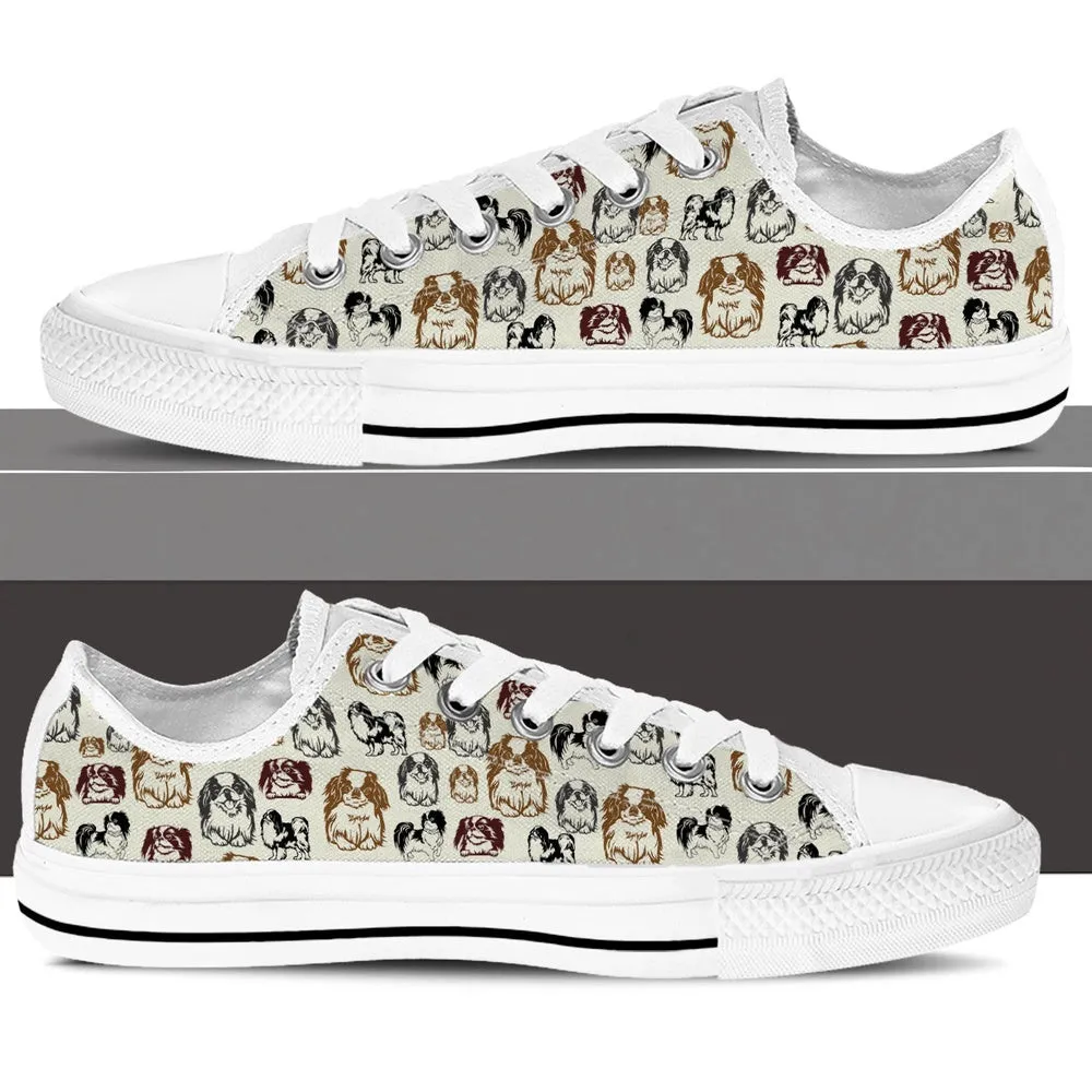 Japanese Chin Low Top Shoes - Low Top Sneaker, Dog Printed Shoes, Canvas Shoes For Men, Women