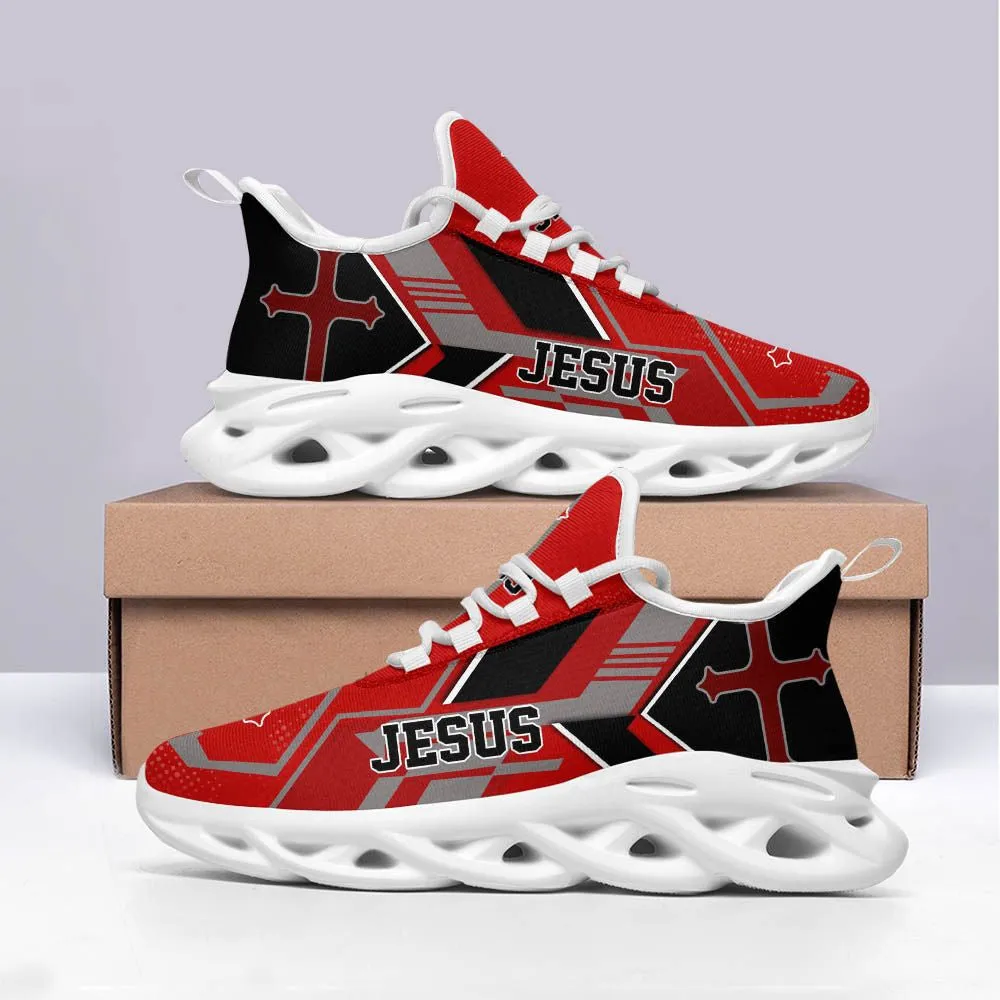 Jesus Black Red Running Sneakers Max Soul Shoes - Christian Shoes For Men And Women