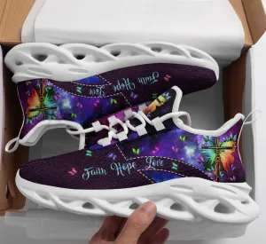 Jesus Faith Hope Love Running Sneakers Purple Max Soul Shoes - Christian Shoes For Men And Women