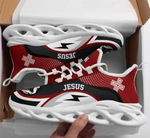 Jesus Running Red Sneakers Max Soul Shoes - Christian Shoes For Men And Women