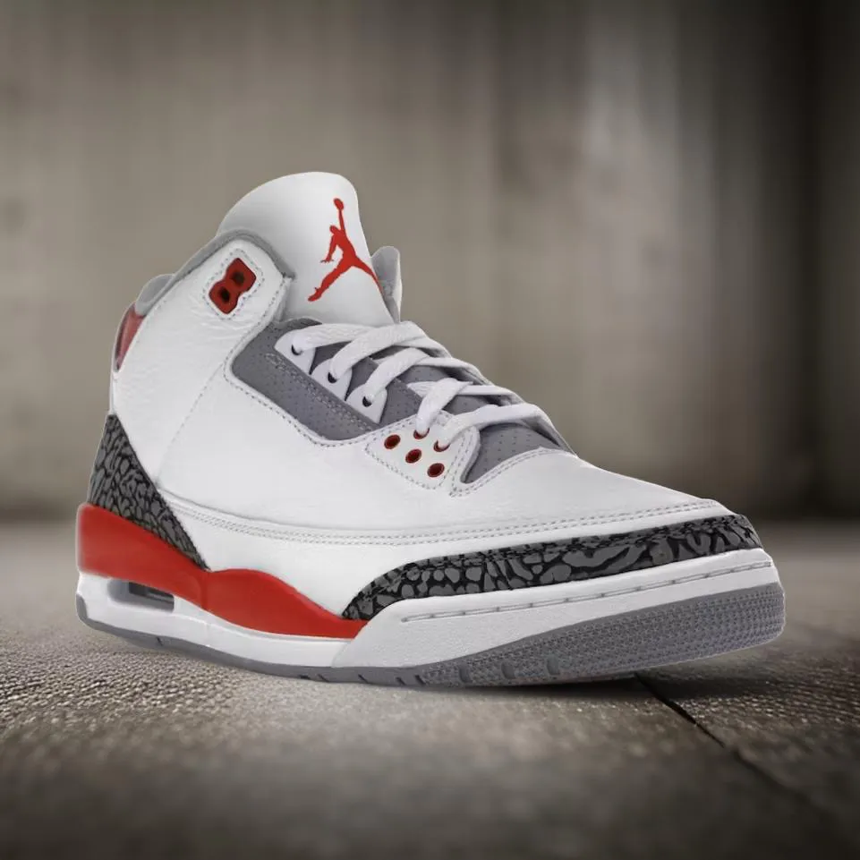 JORDAN 3 ~Fire Red~ (Red/White/grey) basketball sneakers