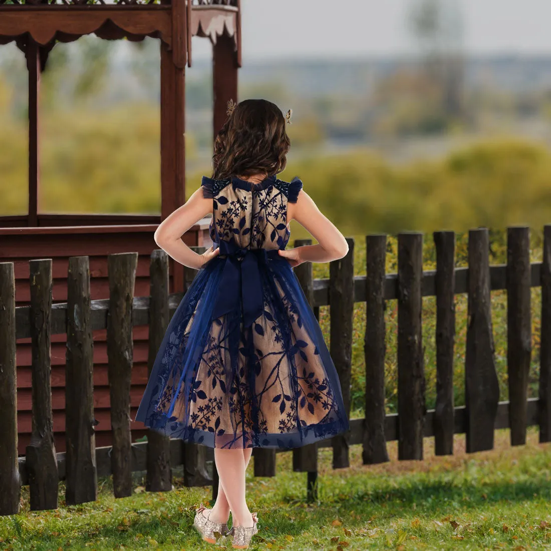 Laurie Lace Dress - Navy Blue