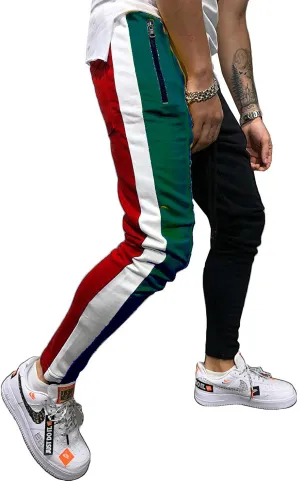 Men Embellished Red/Green/Black Track Pants (Pack of 1)