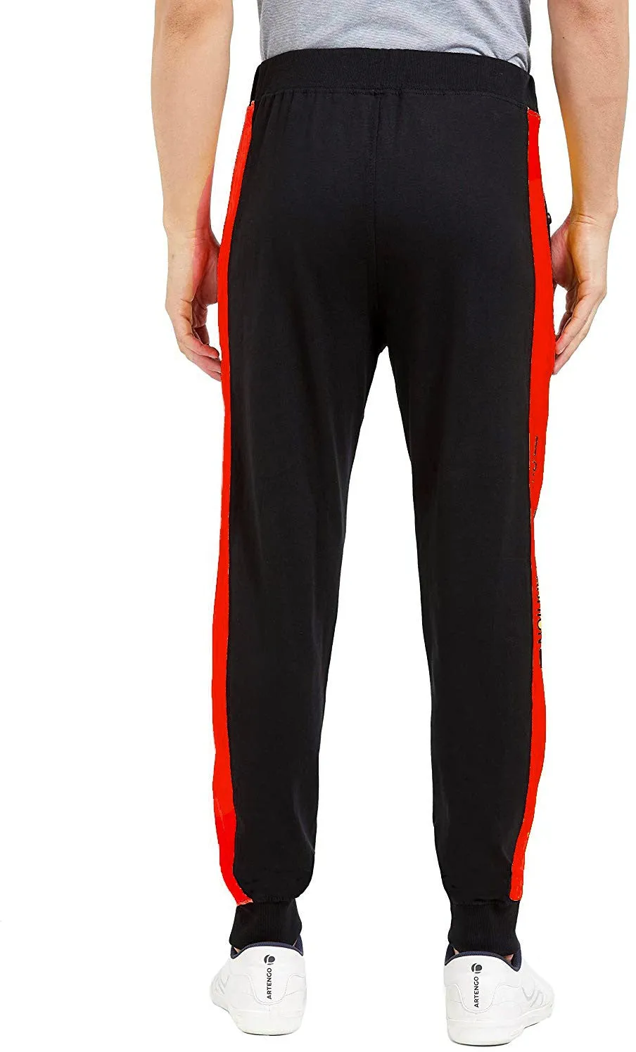 Men Solid Red/Black Joggers (Pack of 1)