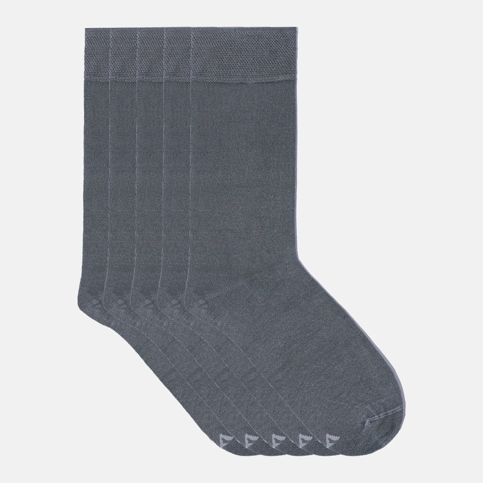 Men's Bamboo Dress Socks • Solid Pack of 1/3/5 Pairs • Ocean Grey