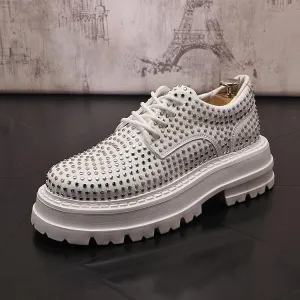 Men's Fashion Design Rivet Leather Shoes Platform Casual Shoes