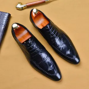 Men's Korean-style British Casual Alligator Pattern Leather Shoes