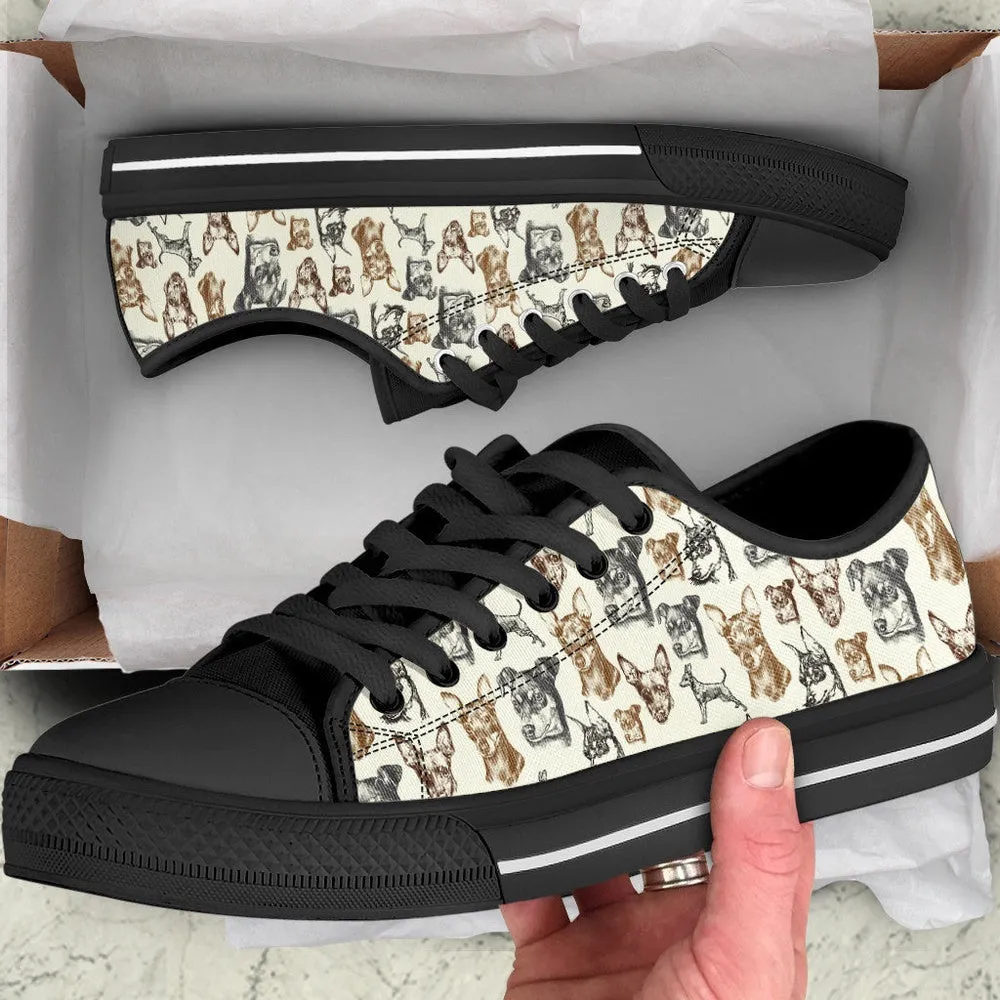 Miniature Pinscher Low Top Shoes - Low Top Sneaker, Dog Printed Shoes, Canvas Shoes For Men, Women