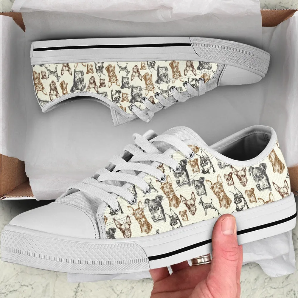 Miniature Pinscher Low Top Shoes - Low Top Sneaker, Dog Printed Shoes, Canvas Shoes For Men, Women