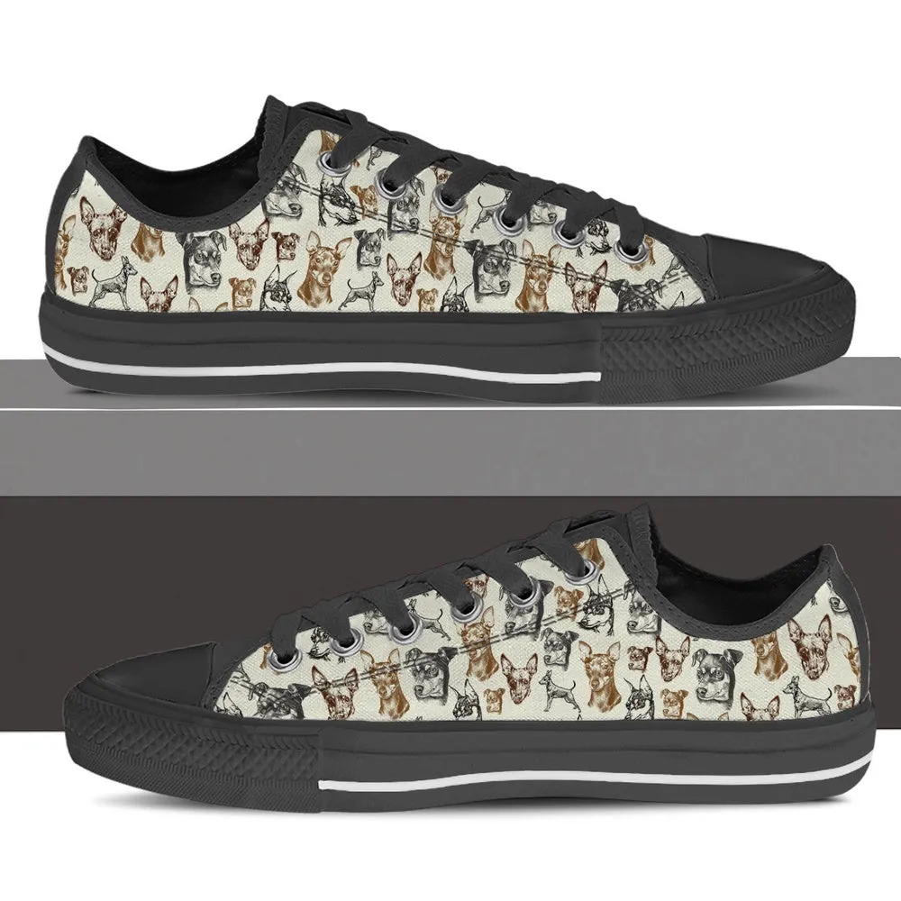 Miniature Pinscher Low Top Shoes - Low Top Sneaker, Dog Printed Shoes, Canvas Shoes For Men, Women