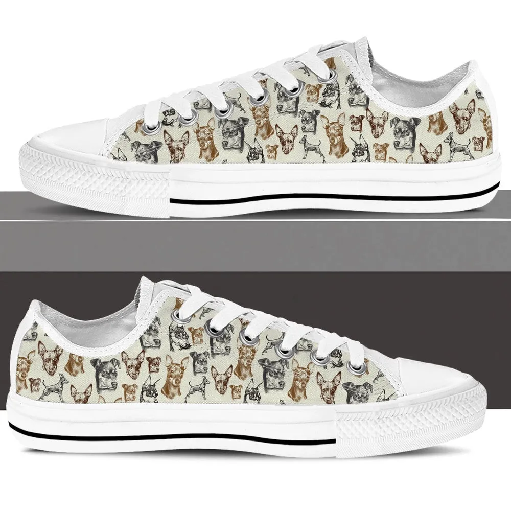 Miniature Pinscher Low Top Shoes - Low Top Sneaker, Dog Printed Shoes, Canvas Shoes For Men, Women