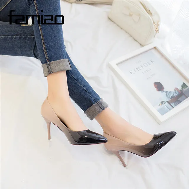 MS 2017 Women pumps Fashion pointed toe patent leather stiletto high heels shoes Spring Summer Wedding Shoes woman high heels