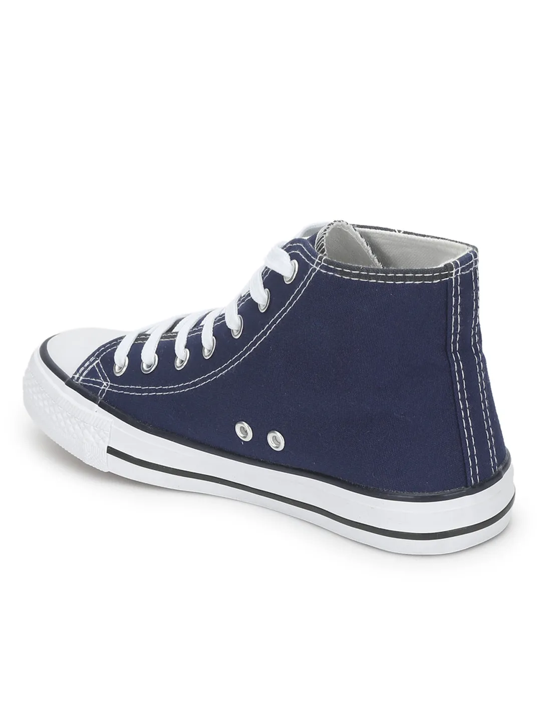 Navy Canvas High Ankle Stylish Lace-Up Sneakers (TC-CAN2-NVY)