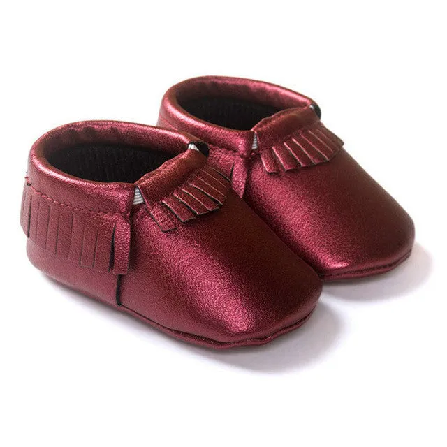 Newborn Baby Boys Girls Crib Moccasin Shoes Kids Tassel PU Leather Shoes Cute Toddler Soft Sole First Walkers