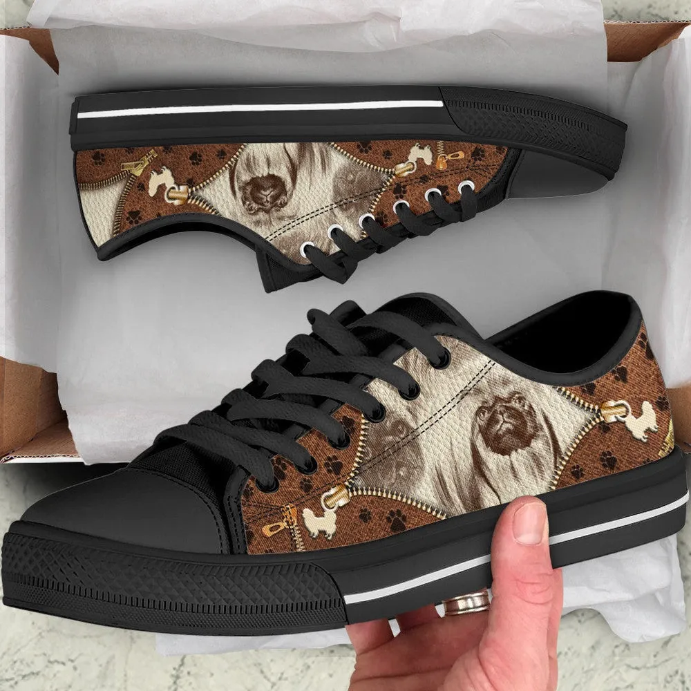 Pekingese Low Top Shoes - Low Top Sneaker - Dog Walking Shoes Men Women, Dog Printed Shoes, Canvas Shoes For Men, Women