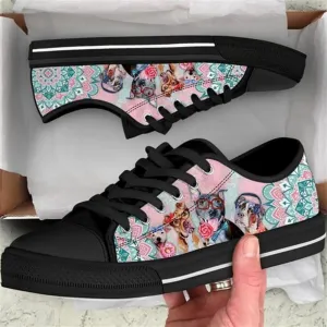 Pitbull Dog Mandala Pink Canvas Low Top Shoes - Low Top Shoes Mens, Women, Dog Printed Shoes, Canvas Shoes For Men, Women