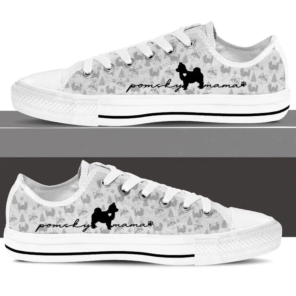 Pomsky Low Top Shoes - Dog Walking Shoes Men Women, Dog Printed Shoes, Canvas Shoes For Men, Women