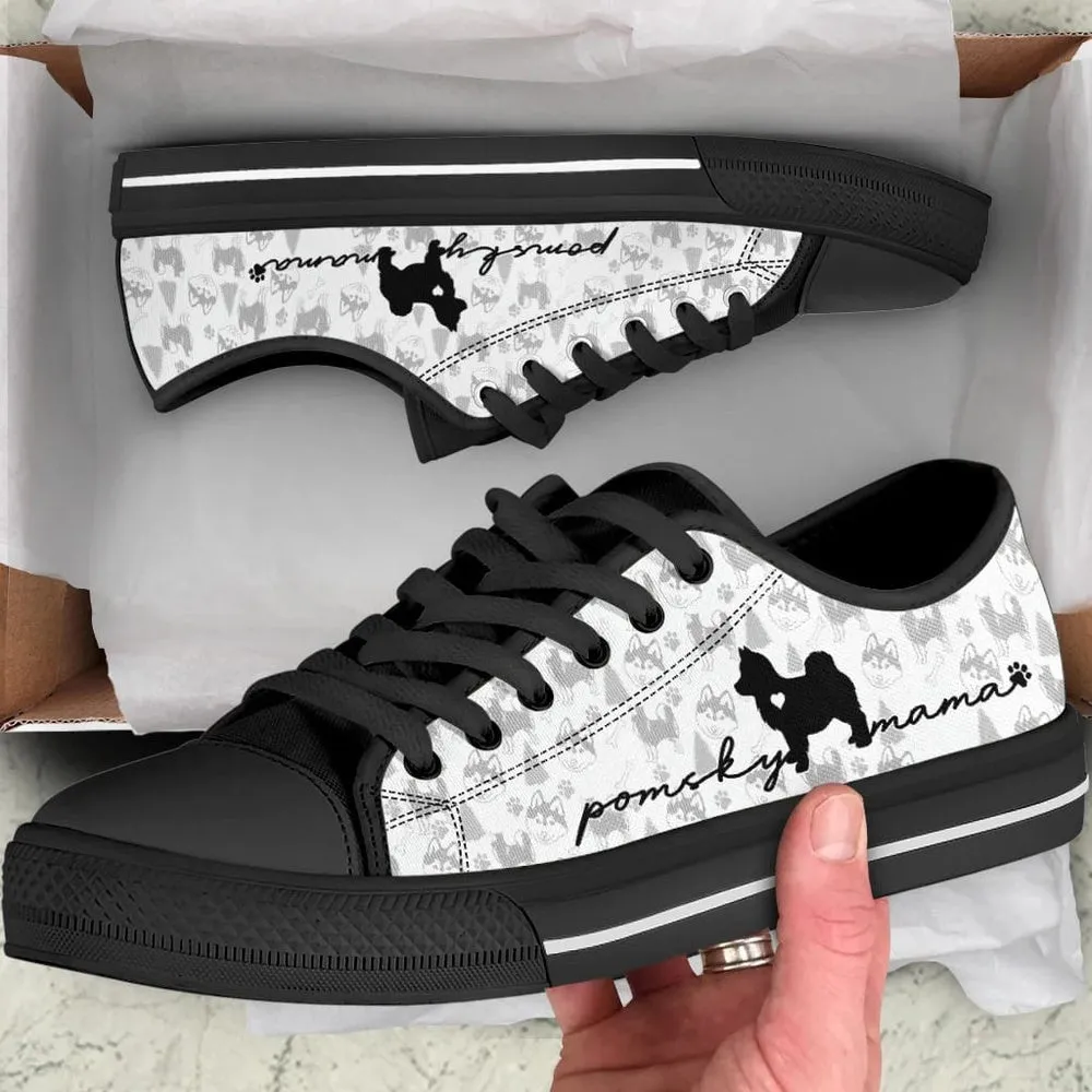 Pomsky Low Top Shoes - Dog Walking Shoes Men Women, Dog Printed Shoes, Canvas Shoes For Men, Women