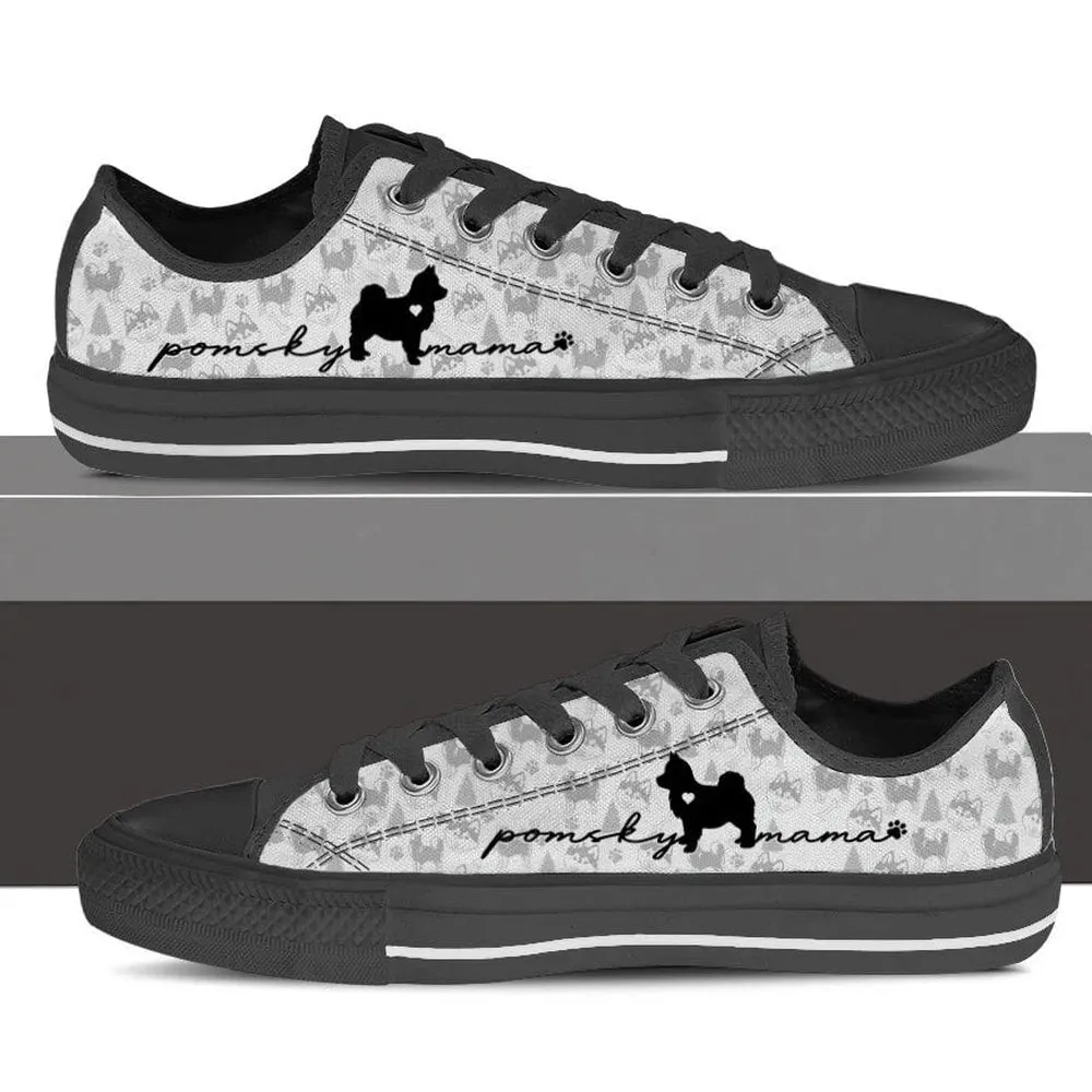 Pomsky Low Top Shoes - Dog Walking Shoes Men Women, Dog Printed Shoes, Canvas Shoes For Men, Women