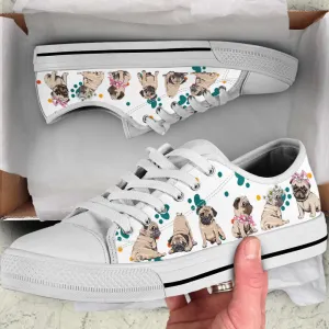 Pug Dog Adorable Low Top Shoes Canvas Sneakers Casual Shoes, Dog Printed Shoes, Canvas Shoes For Men, Women