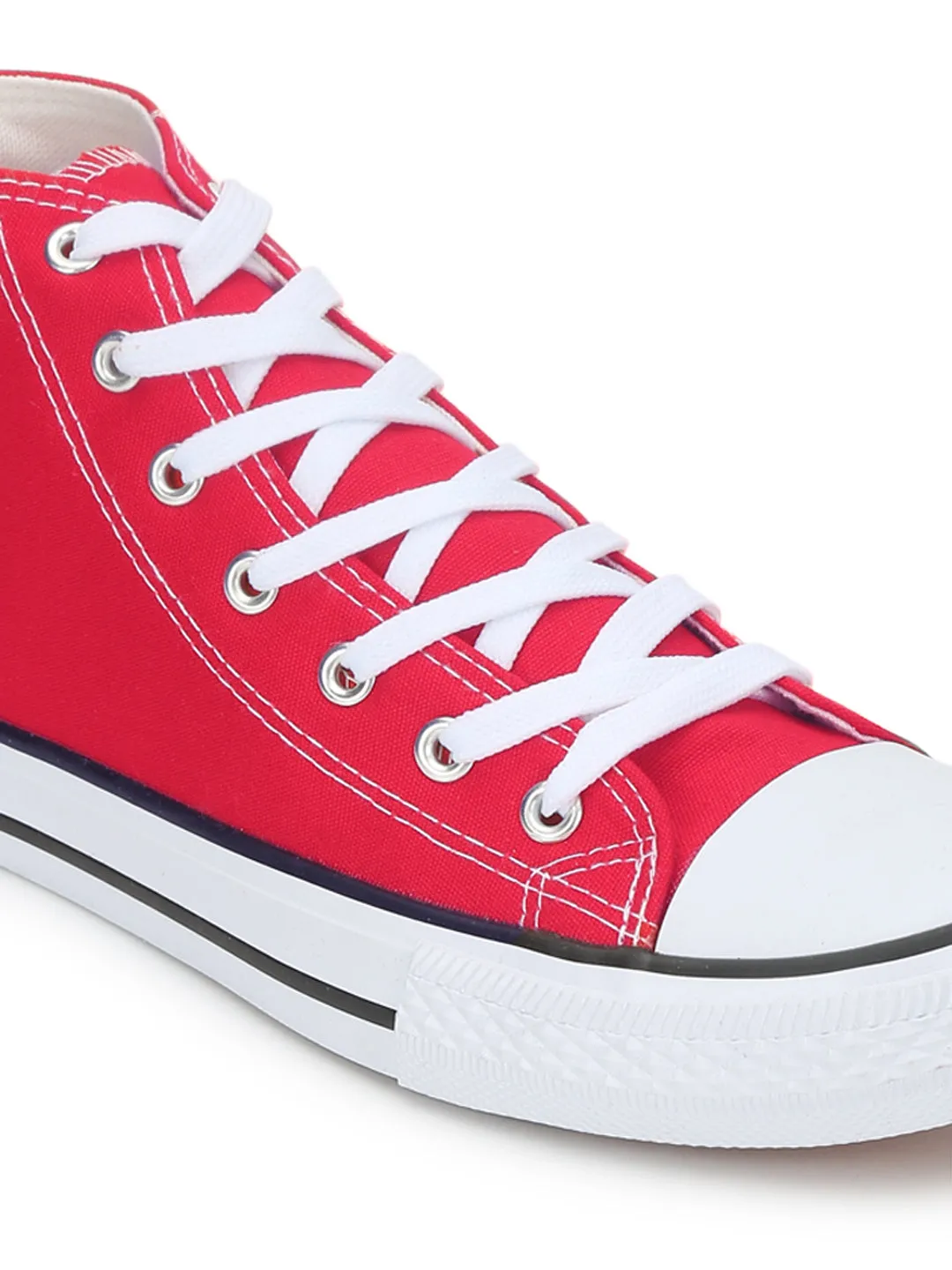 Red Canvas High Ankle Stylish Lace-Up Sneakers (TC-CAN2-RED)