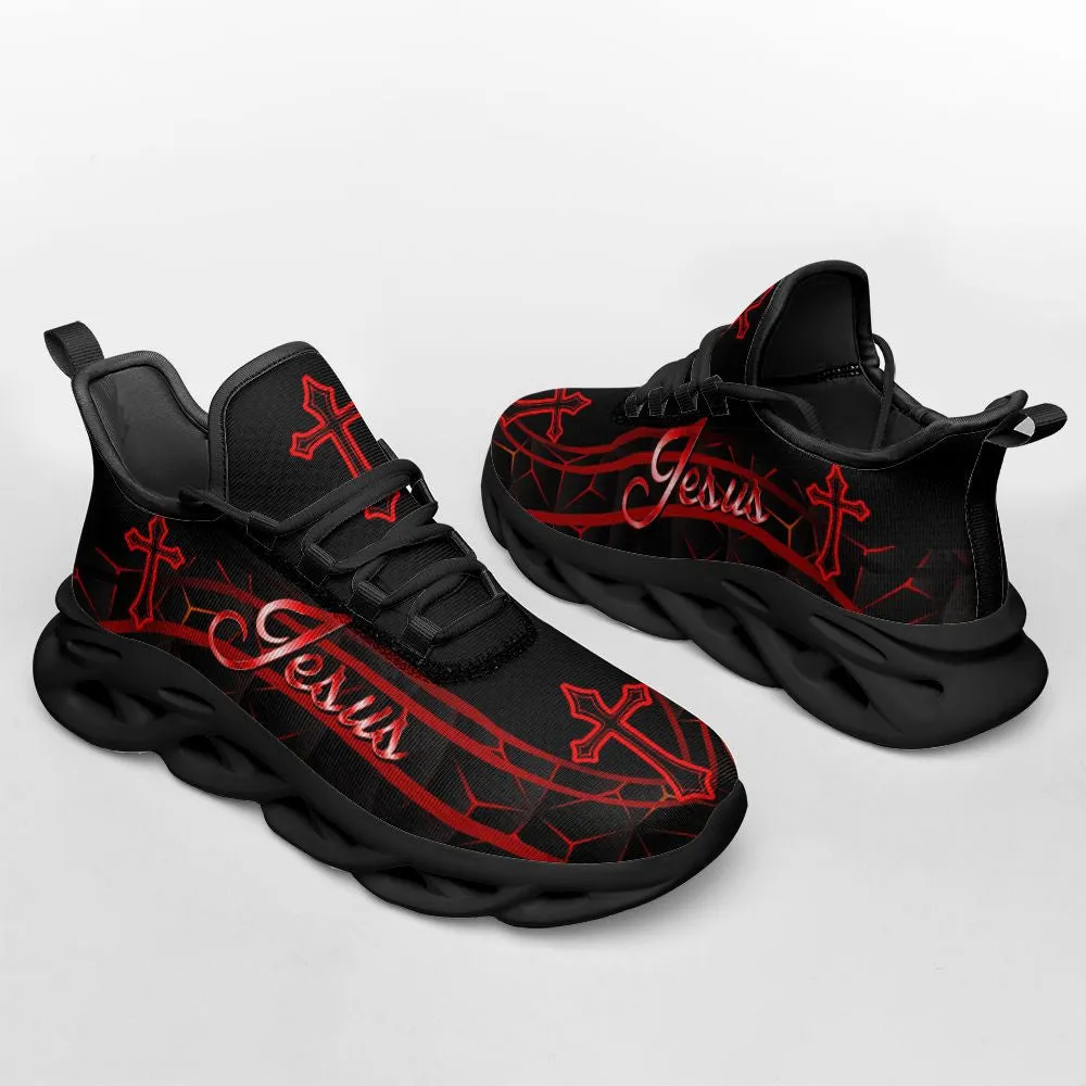 Red Jesus Running Sneakers Max Soul Shoes - Christian Shoes For Men And Women