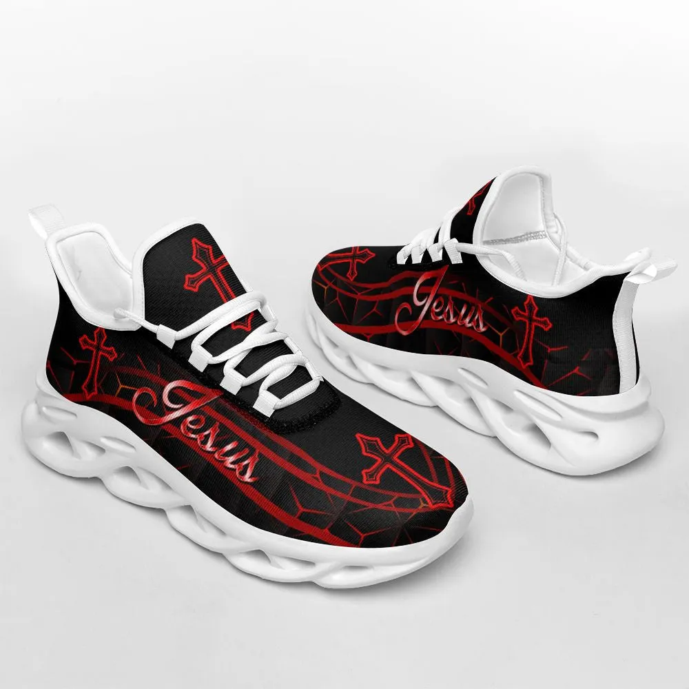 Red Jesus Running Sneakers Max Soul Shoes - Christian Shoes For Men And Women