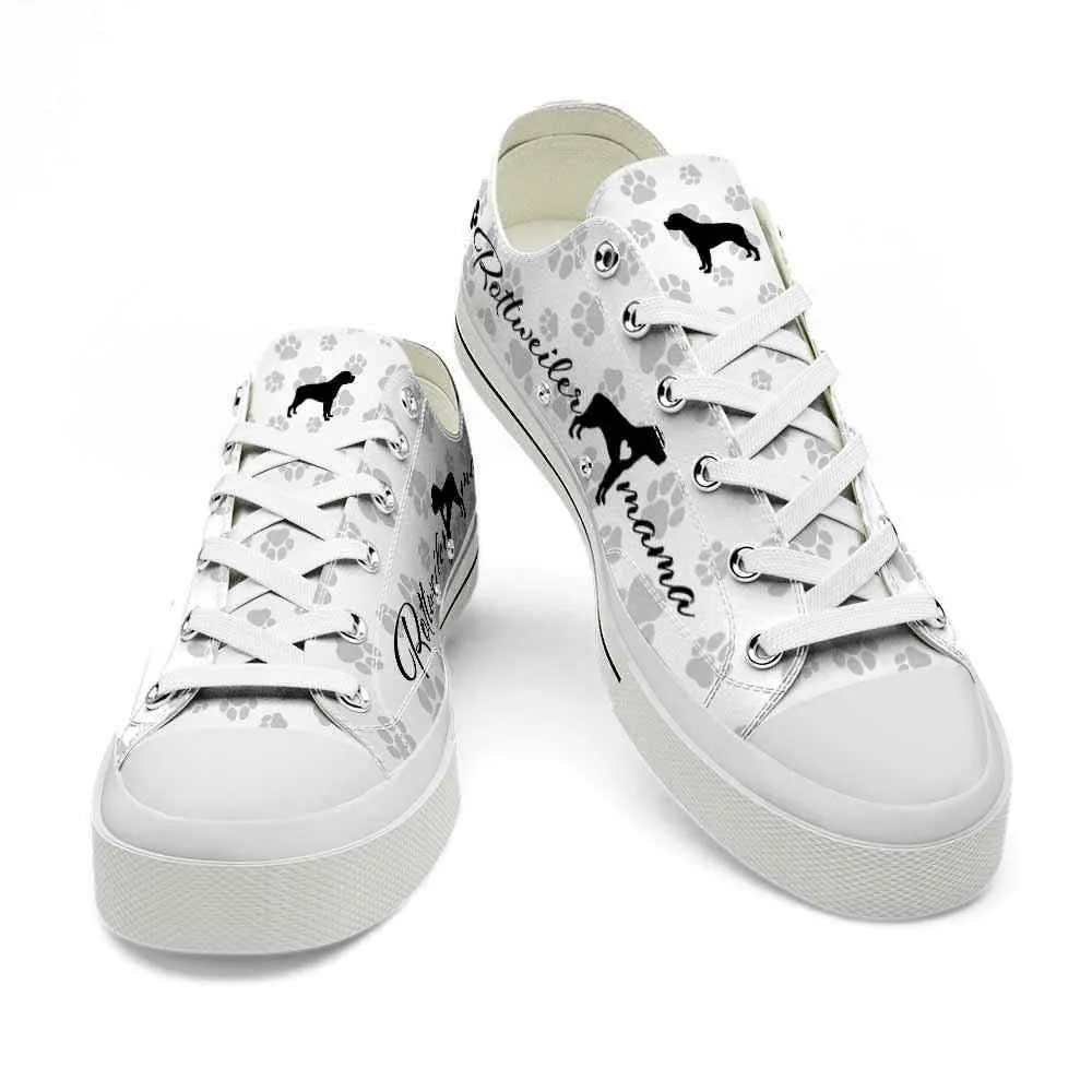 Rottweiler Paws Pattern Low Top Shoes - Happy International Dog Day Canvas Sneaker, Dog Printed Shoes, Canvas Shoes For Men, Women