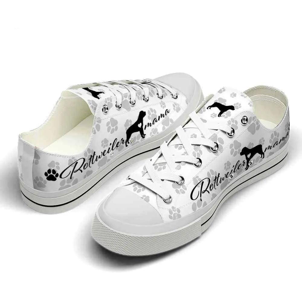 Rottweiler Paws Pattern Low Top Shoes - Happy International Dog Day Canvas Sneaker, Dog Printed Shoes, Canvas Shoes For Men, Women