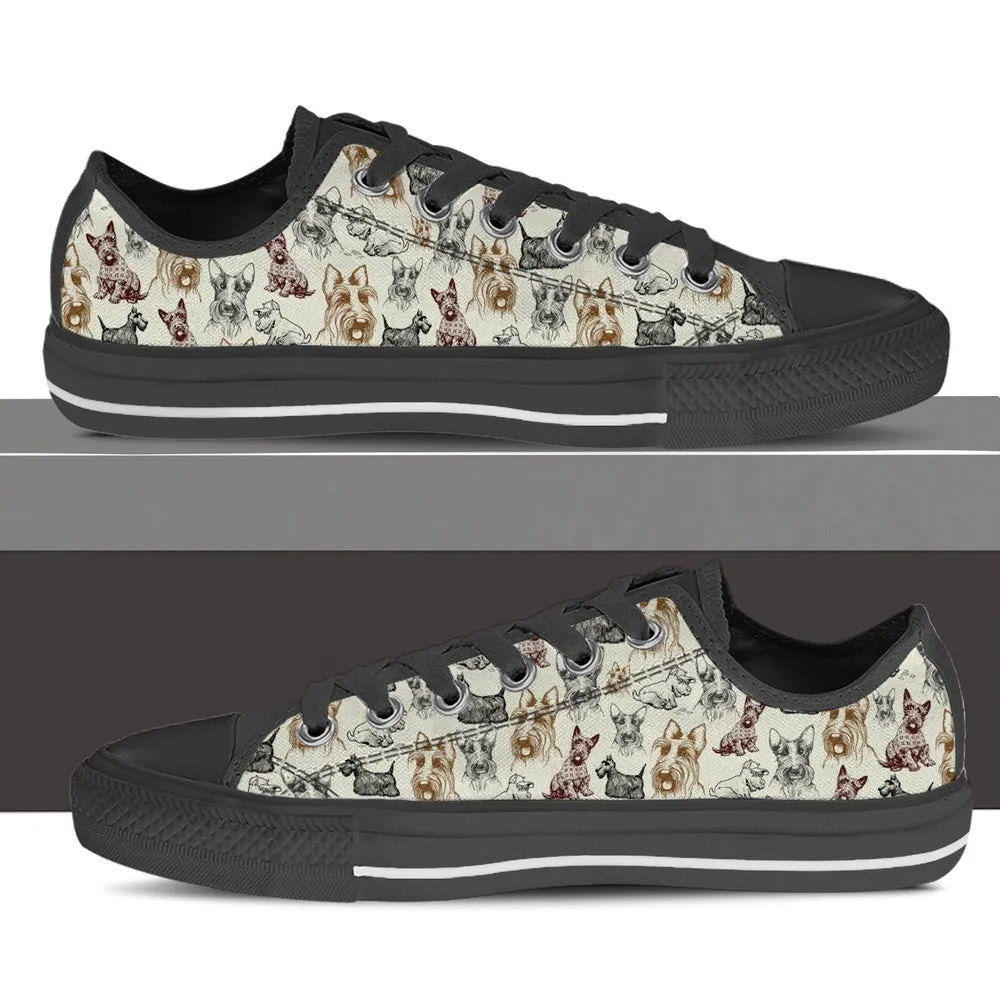 Scottish Terrier Low Top Shoes - Low Top Sneaker, Dog Printed Shoes, Canvas Shoes For Men, Women